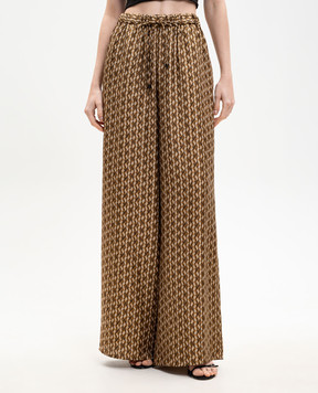 Max Mara Коричневі палаццо CLARINO із шовку MXMCLARINO