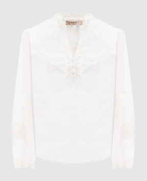 Twinset Белая блуза с цветочной вышивкой 261TT2291