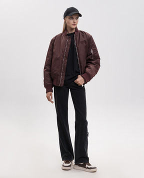 Off-White Черный лонгслив с вышивкой логотипа 2FB00555T