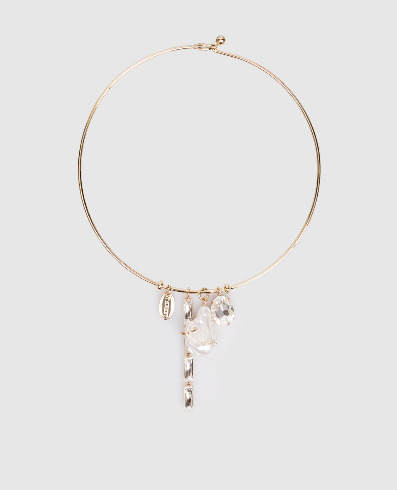 

Золотое колье с фианитами, Золотистый, Ожерелья