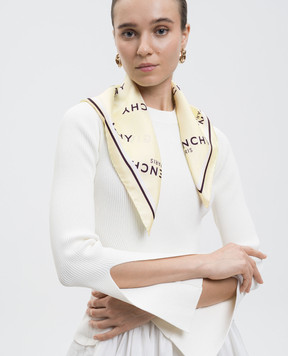 Givenchy Жовта хустка із шовку Shadow з логотипом 710009347010