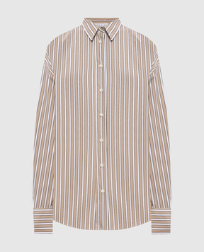 Brunello Cucinelli Бежевая рубашка в полоску MH749MX706