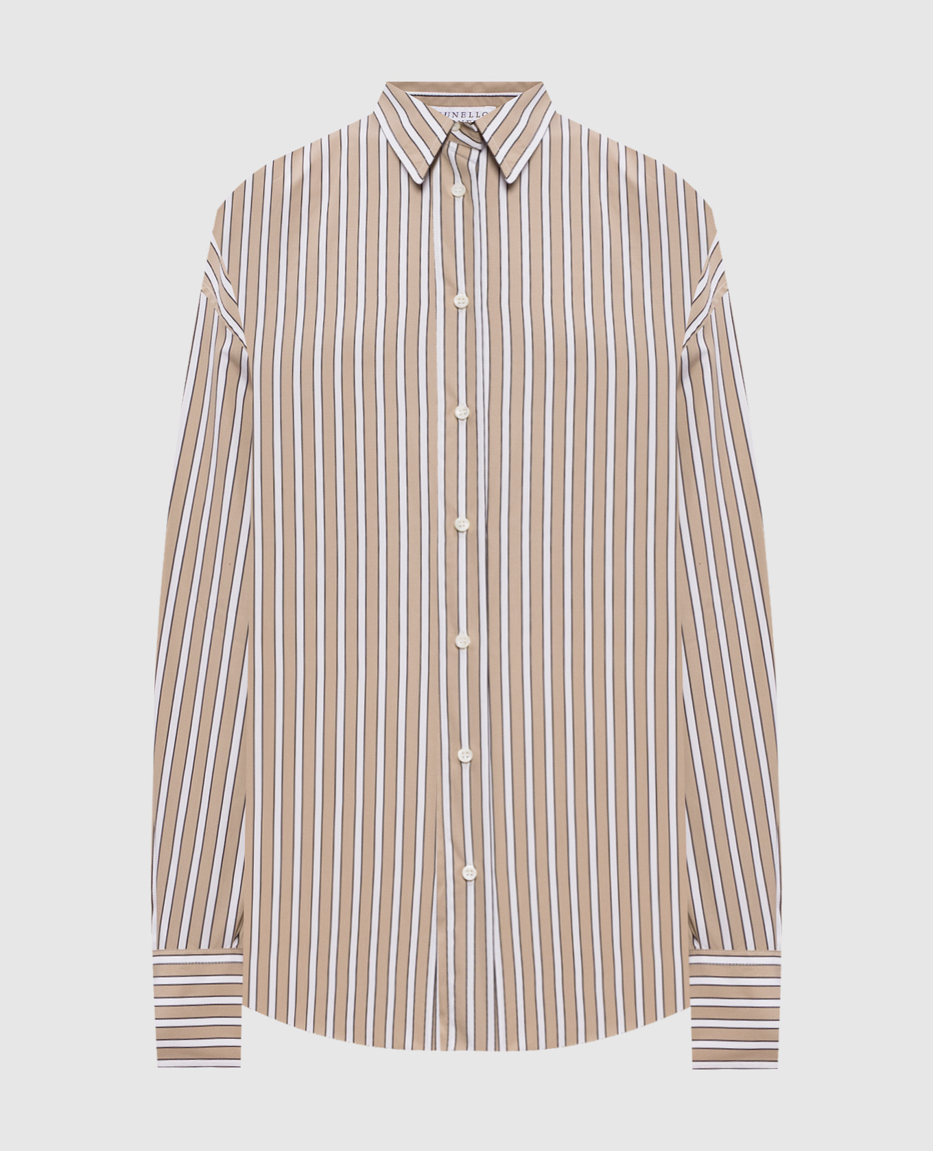 Бежевая рубашка в полоску
