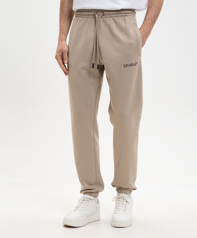 Off-White Бежеві джогери з принтом логотипа 44MCH057S26F001 зображення 3