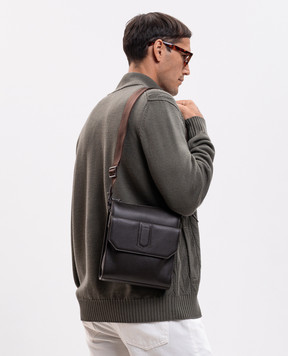 Canali Коричнева шкіряна сумка з тисненням логотипа NA00261P326134