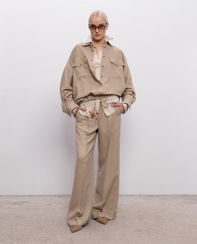 Brunello Cucinelli Бежеві штани з льоном MH126P8884