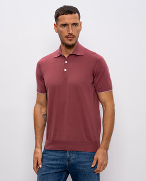 Brunello Cucinelli Розовое поло с окантовкой M29800125