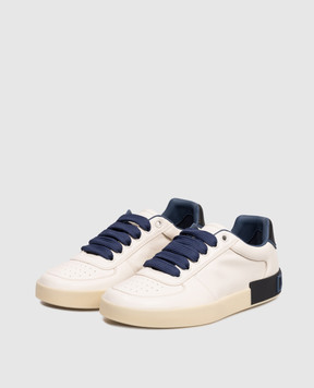 Dolce&Gabbana Білі шкіряні кросівки з фактурним логотипом CS2392A0218