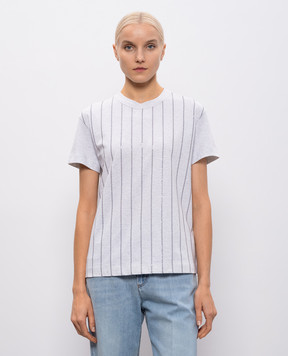 Brunello Cucinelli Серая меланжевая футболка с пайетками M0T81SO800