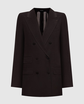 Tom Ford Коричневый двубортный жакет из шерсти GI3089FAX1804