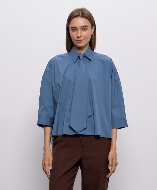 Brunello Cucinelli Синяя рубашка с цепочкой мониль MP091M3A36 изображение 3