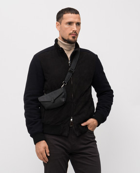 Canali Черная кожаная сумка с тиснением логотипа NA00226P326132