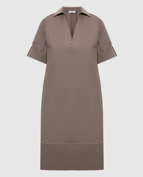 Peserico Сукня кольору хакі з ланцюжком моніль A0251301979