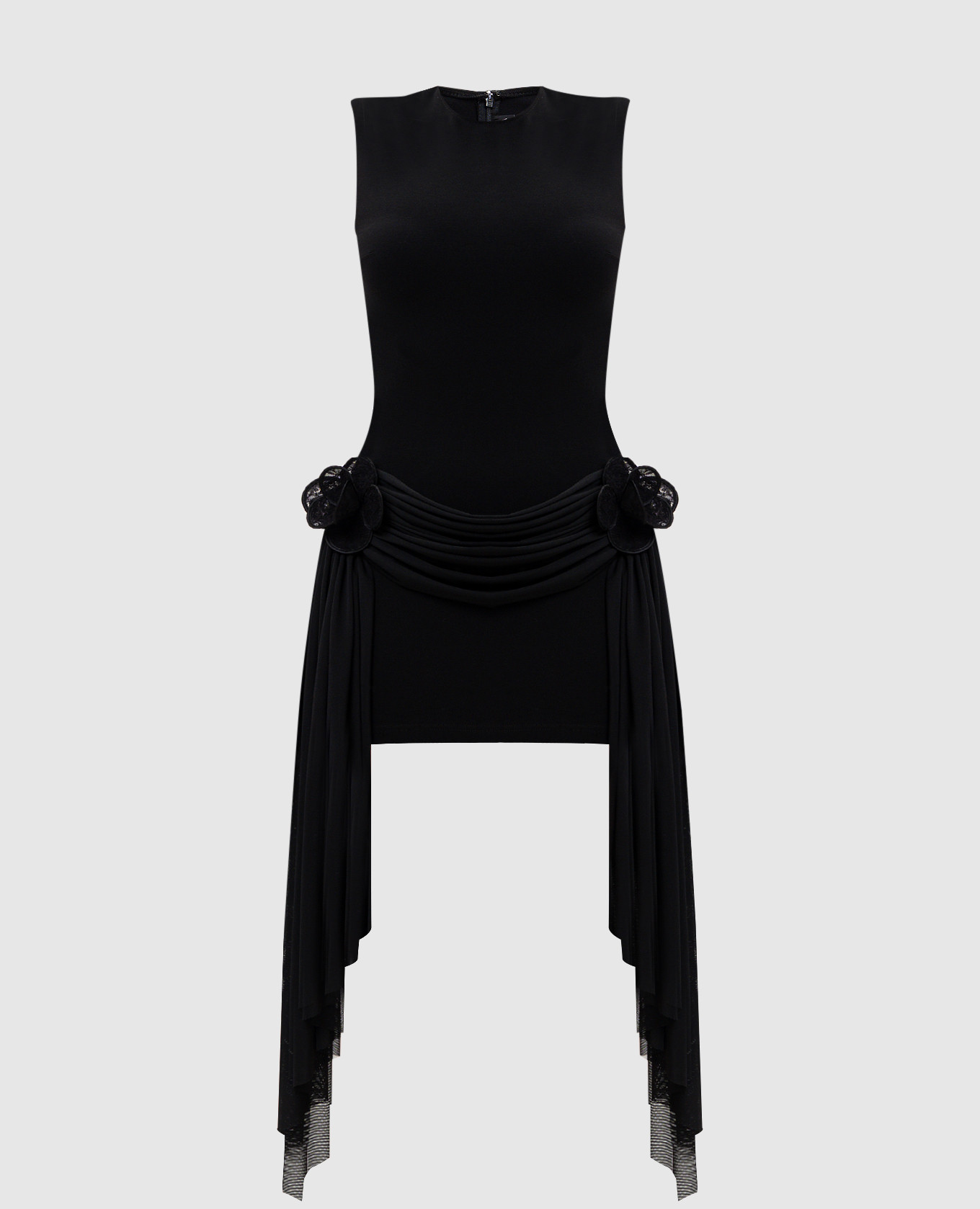 Черное платье мини с аппликациями
