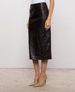 Brunello Cucinelli Коричнева шкіряна спідниця M0CTNG4114