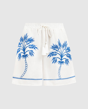 Twinset Белые шорты с леном с контрастной вышивкой 261LM2MBB