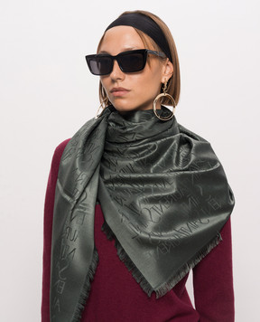 Saint Laurent Зеленый платок из шелка и шерсти 7379303YN21