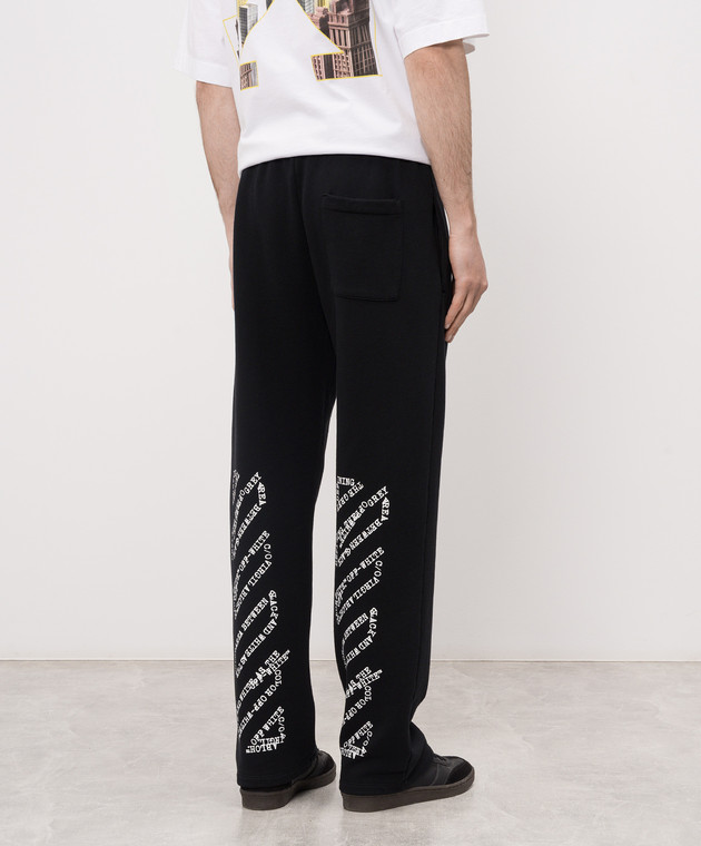 Off-White Черные спортивные брюки с принтом 44MCH05AS26F008 изображение 4