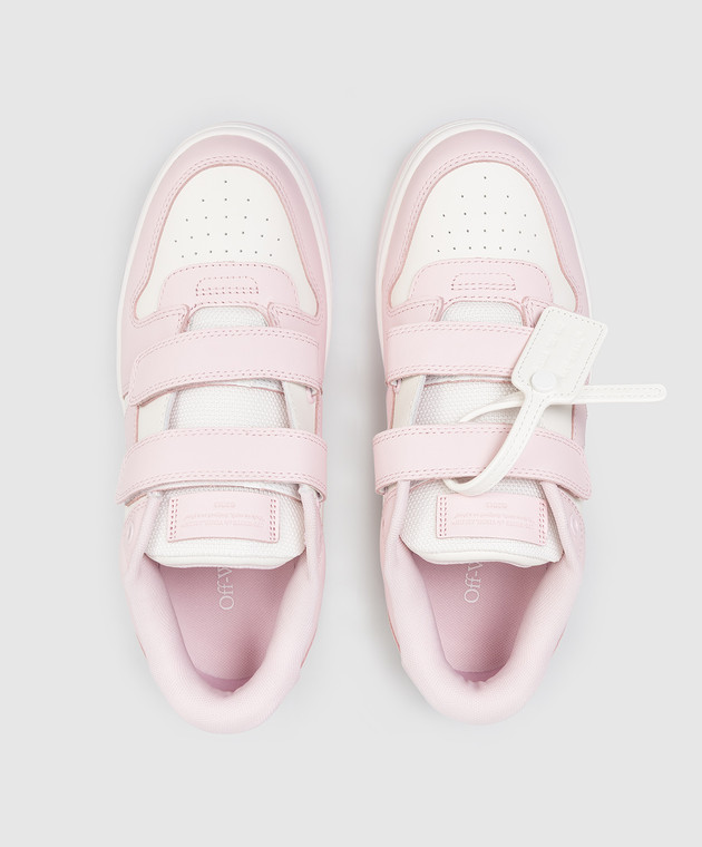 Off-White Дитячі рожеві шкіряні кросівки Out Of Office OGIA005S26LEA001 зображення 4