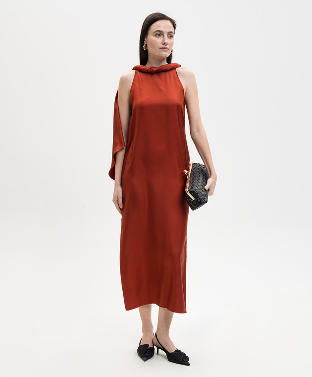 Loulou de Saison Терракотовое платье SUSAN из шелка SUSAN изображение 2