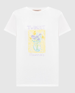 Twinset Біла футболка з принтом 261TP2341