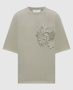 3.1 Phillip Lim Футболка кольору хакі з аплікацією S26110380PJB