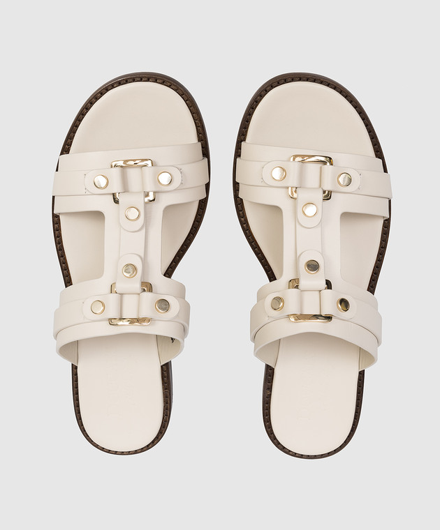 Doucal's Бежеві шкіряні шльопанці DD8771MARNUF073 зображення 4