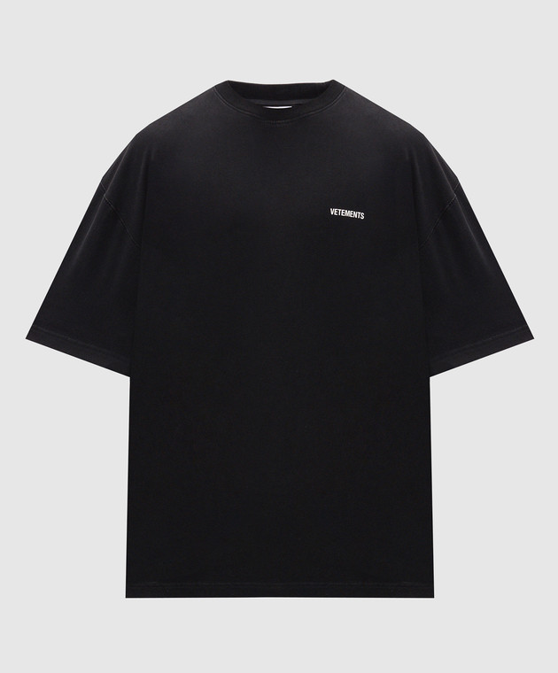 Vetements Чорна футболка з контрастним принтом логотипа MH27TR144B