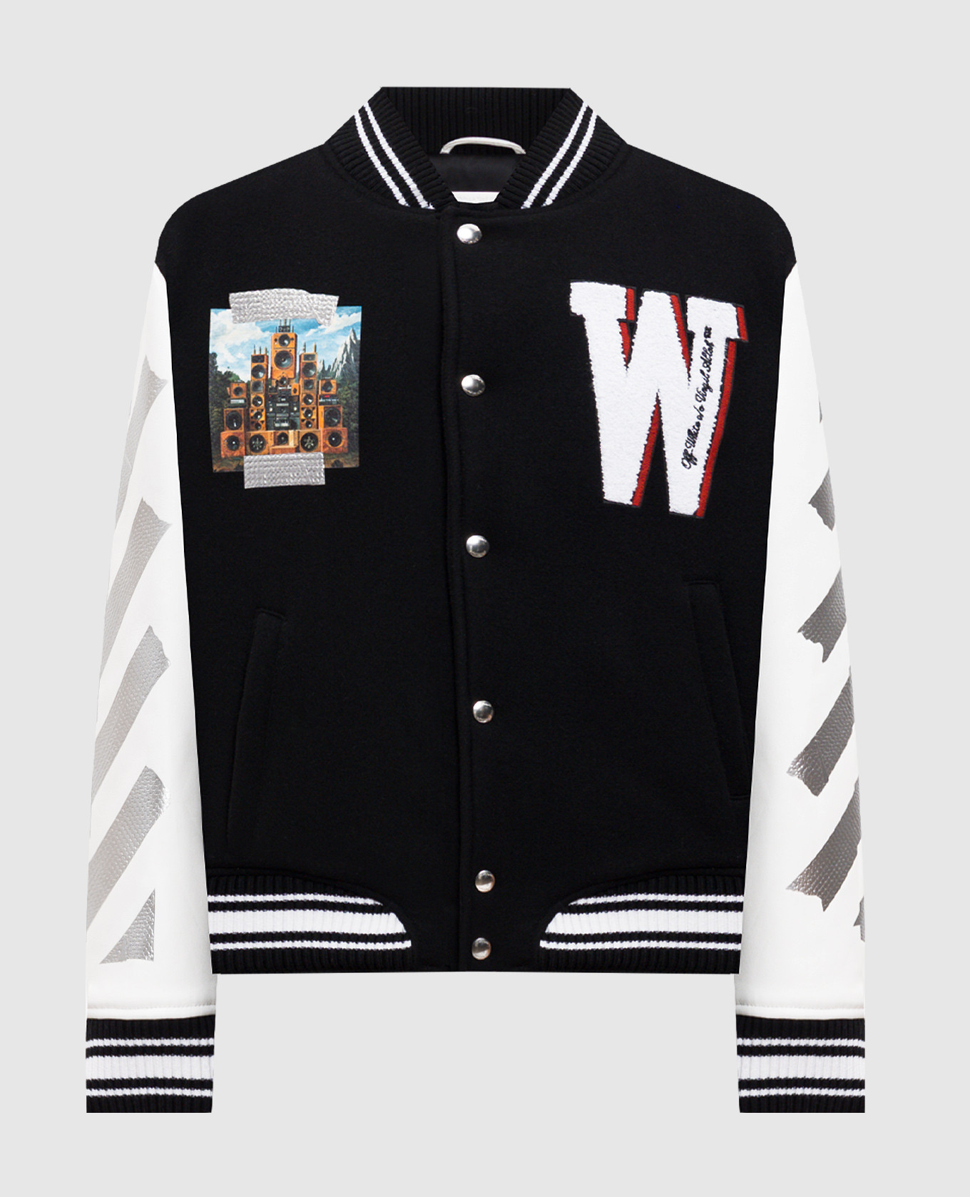 

Черный комбинированный бомбер Wo Saundsystem, Бомберы