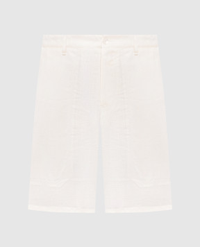 Stefano Ricci Білі шорти з льону та шовку з патчем логотипа M8T6100060TXFIL