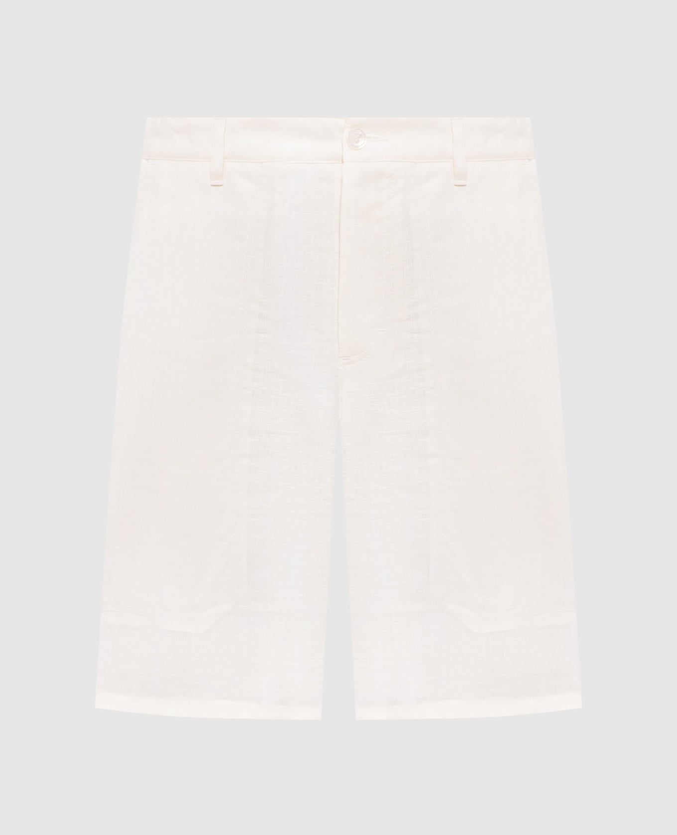 Белые шорты из льна и шелка с патчем логотипа