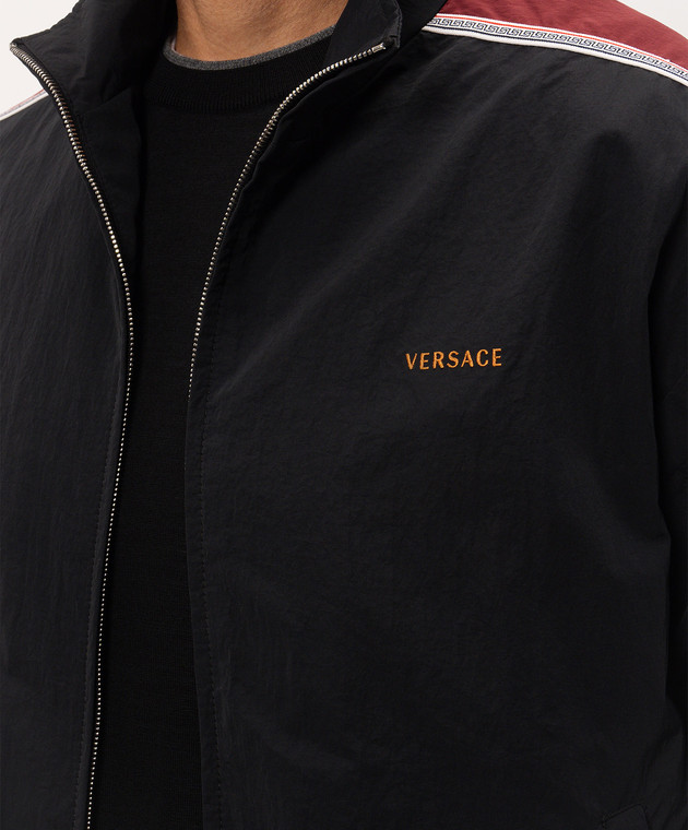 Versace Черная спортивная куртка с вышивкой логотипа 10254681A17589 изображение 5
