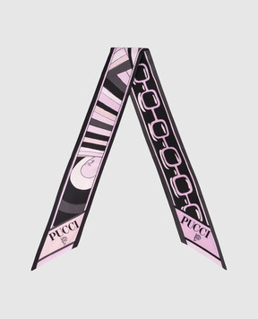 PUCCI Чорна стрічка твіллі із шовку в брендовий принт 5UGB115UC02