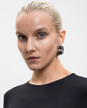 Maison Margiela MM6 Серебристые серьги Rock hoop SM7VG0107P8604