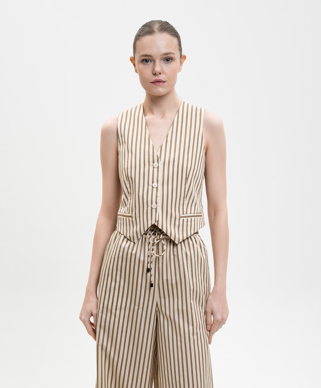 Max Mara Бежевый жилет FAUNO в полоску с шелком MXMFAUNO изображение 3