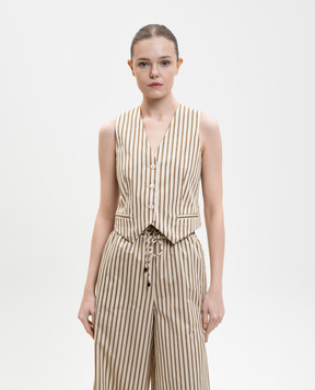 Max Mara Бежевый жилет FAUNO в полоску с шелком MXMFAUNO
