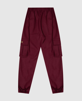 Balmain Детские бордовые джоггеры-карго с шерстью BZ6I20I03391214