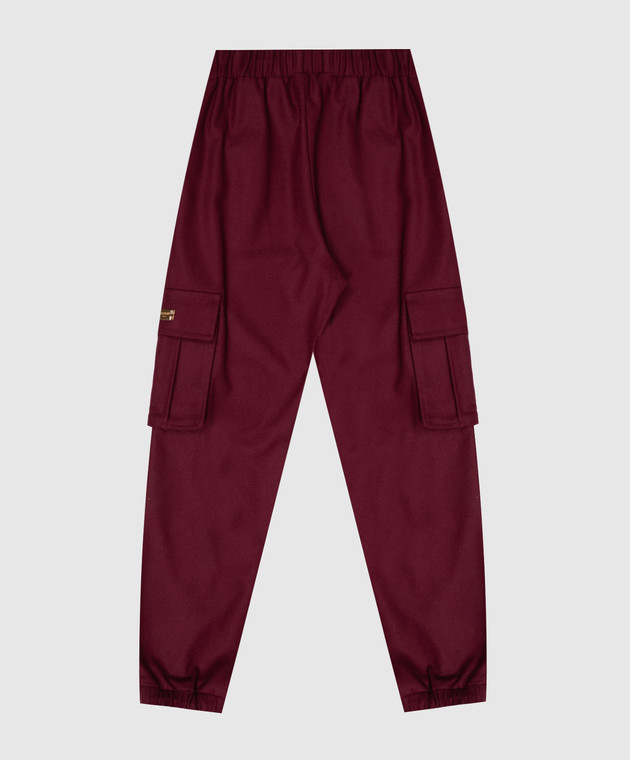 Balmain Детские бордовые джоггеры-карго с шерстью BZ6I20I033910 изображение 2