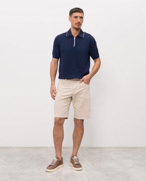 Stefano Ricci Синє поло із шовку з блискавкою K616452P31F26117