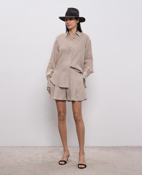Brunello Cucinelli Бежева сорочка з льону MA698MQ906
