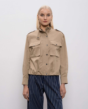 Brunello Cucinelli Бежевая куртка с льном ML5977782