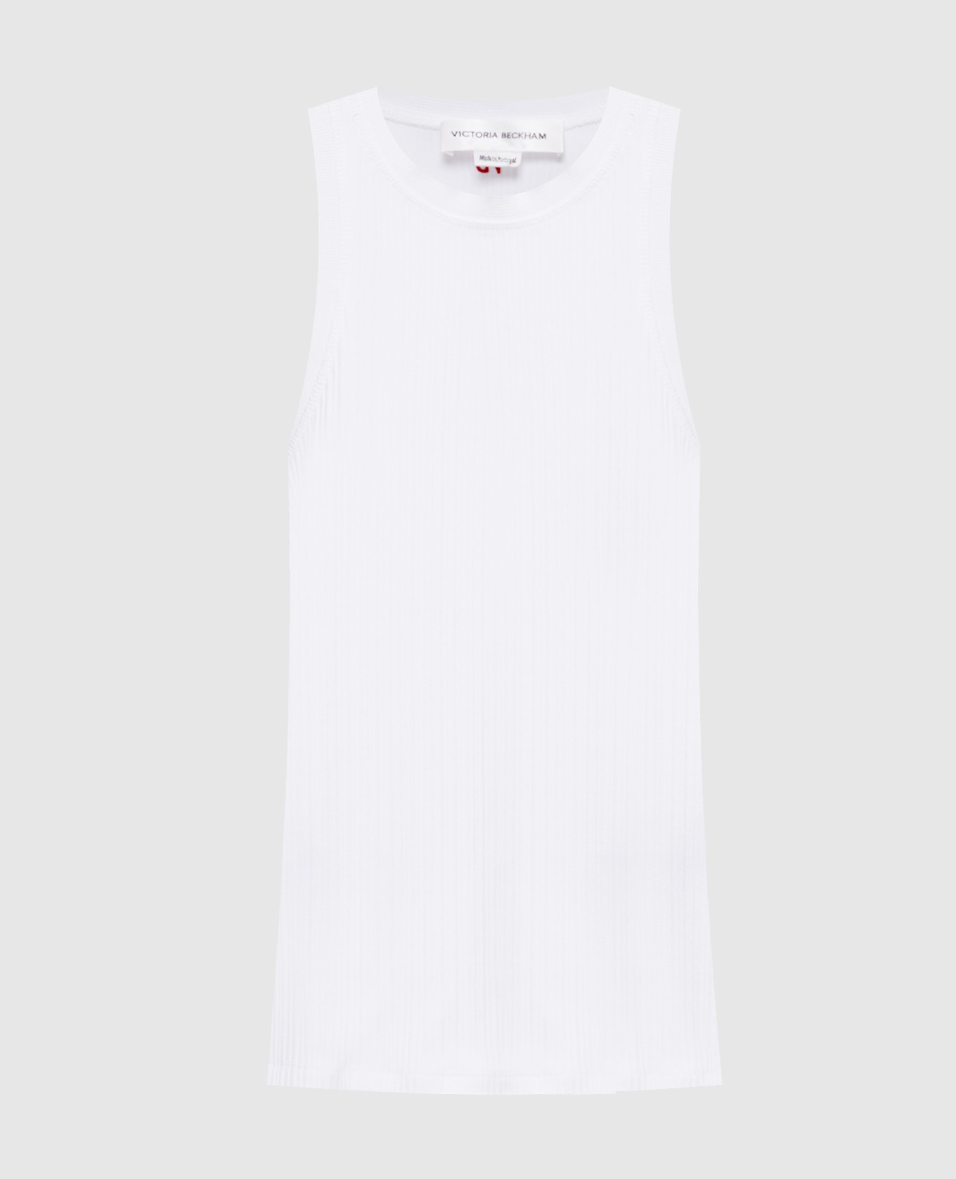 Белый топ в рубчик с монограммой