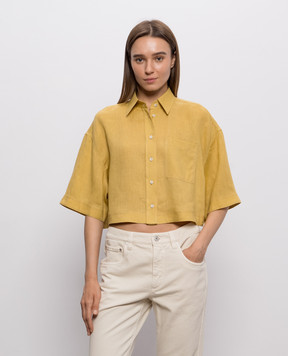 Brunello Cucinelli Желтая укороченная рубашка из льна MP698MS306