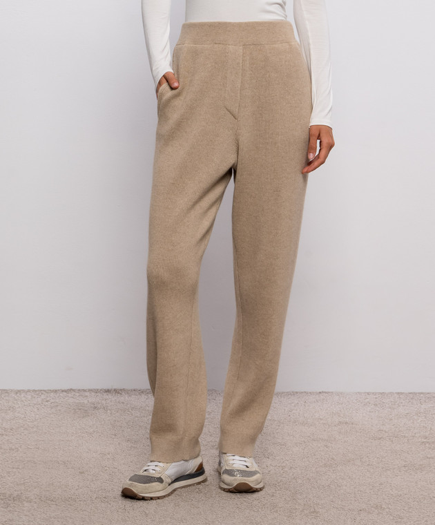 Brunello Cucinelli Бежеві штани з кашеміру M12250099P зображення 3