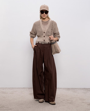 Brunello Cucinelli Коричневий ажурний кардиган з паєтками MDV762106