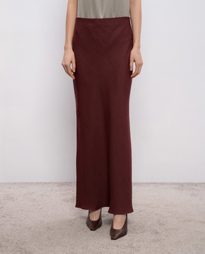Brunello Cucinelli Бордова спідниця з льоном MH126G3396