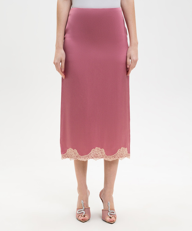 Valentino Рожева спідниця з мереживом 8B0RAF309VQ зображення 3