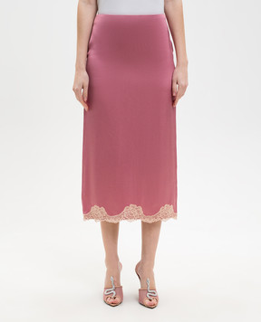 Valentino Розовая юбка с кружевом 8B0RAF309VQ