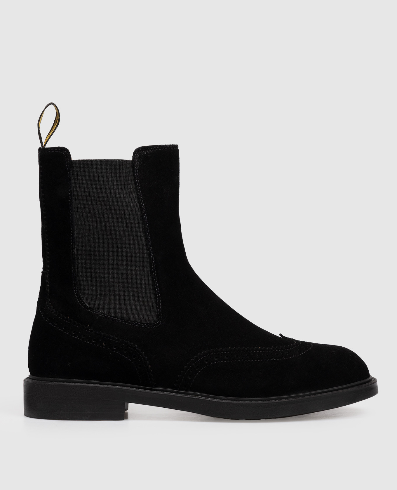 

Черные замшевые челси с перфорацией, Черный, Ботинки