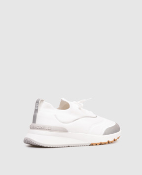 Brunello Cucinelli Белые кроссовки с фактурным логотипом MZUAUFO340